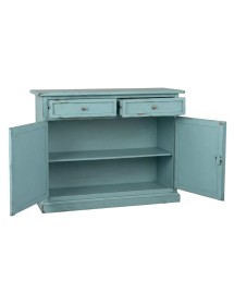 Madia credenza 2 porte legno shabby azzurro consumato 105x42x85