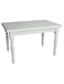 Set tavolo bianco gamba tornita 100x70 120x80 140x80 160x85 allungabile con 4/6 sedie floreale