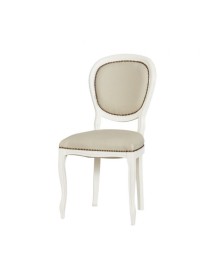 Sedia shabby legno imbottita ecopelle beige 50x47x100