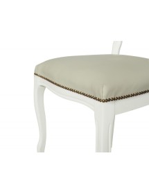 Sedia shabby legno imbottita ecopelle beige 50x47x100