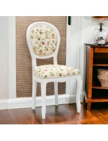 Set tavolo bianco gamba tornita 100x70 120x80 140x80 160x85 allungabile con 4/6 sedie floreale