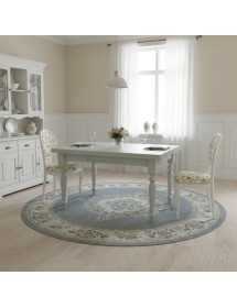 Set tavolo bianco gamba tornita 100x70 120x80 140x80 160x85 allungabile con 4/6 sedie floreale