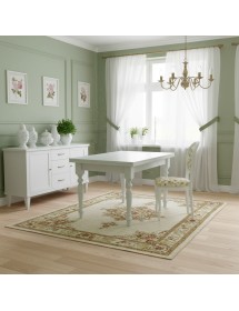 Set tavolo bianco gamba tornita 100x70 120x80 140x80 160x85 allungabile con 4/6 sedie floreale