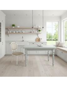 Set tavolo bianco gamba tornita 100x70 120x80 140x80 160x85 allungabile con 4/6 sedie ecopelle