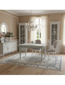 Set tavolo bianco gamba tornita 100x70 120x80 140x80 160x85 allungabile con 4/6 sedie ecopelle