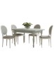 Set tavolo bianco gamba tornita 100x70 120x80 140x80 160x85 allungabile con 4/6 sedie ecopelle