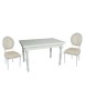 Set tavolo bianco gamba tornita 100x70 120x80 140x80 160x85 allungabile con 4/6 sedie ecopelle