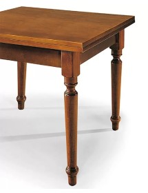 Set tavolo noce gamba tornita 100x70 120x80 140x80 160x85 allungabile con 4/6 sedie ecopelle