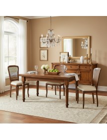 Set tavolo noce gamba tornita 100x70 120x80 140x80 160x85 allungabile con 4/6 sedie ecopelle