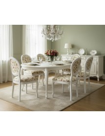 Sedia shabby legno imbottita tessuto floreale bianca 50x47x100