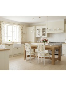 Sedia shabby legno imbottita tessuto floreale bianca 50x47x100