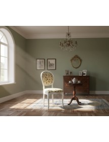 Set tavolo bianco gamba tornita 100x70 120x80 140x80 160x85 allungabile con 4/6 sedie floreale