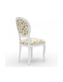 Sedia shabby legno imbottita tessuto floreale bianca 50x47x100