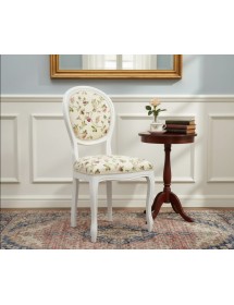 Sedia shabby legno imbottita tessuto floreale bianca 50x47x100