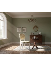 Sedia shabby legno imbottita tessuto floreale bianca 50x47x100