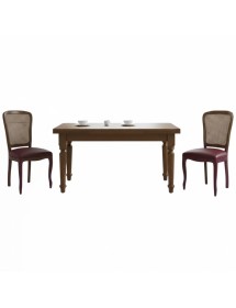 Set tavolo noce gamba tornita 100x70 120x80 140x80 160x85 allungabile con 4/6 sedie ecopelle