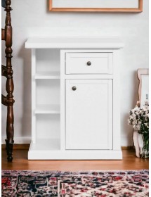 Porta telefono 1 anta 1 cassetto shabby legno bianco 64X32X74