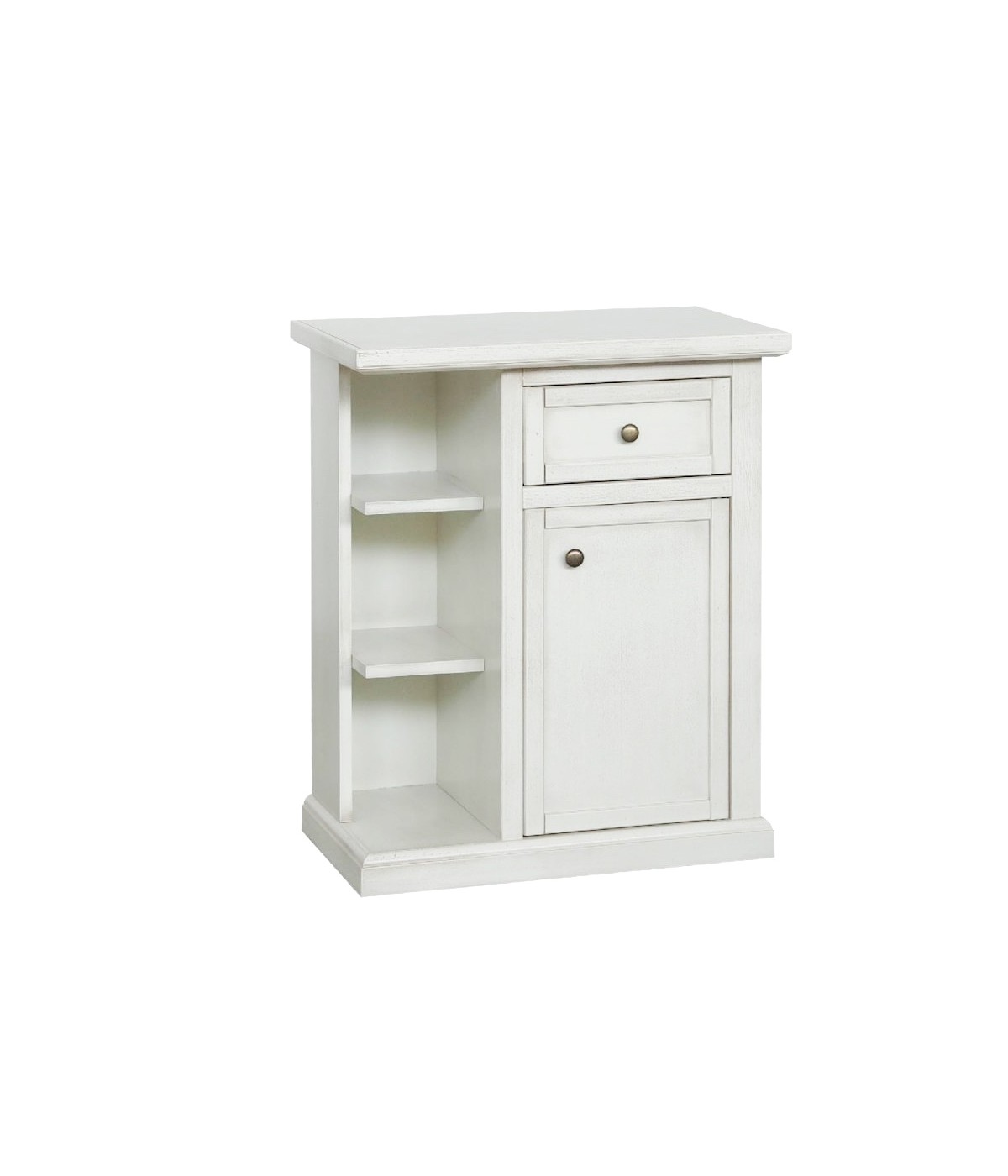 Porta telefono 1 anta 1 cassetto shabby legno bianco anticato 64X32X74