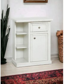 Porta telefono 1 anta 1 cassetto shabby legno bianco anticato 64X32X74