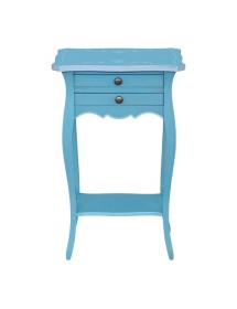 Comodino porta telefono Legno shabby azzurro anticato 45x35x70