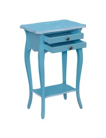 Comodino porta telefono Legno shabby azzurro anticato 45x35x70