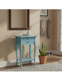 Comodino porta telefono Legno shabby azzurro anticato 45x35x70