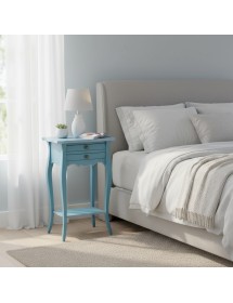 Comodino porta telefono Legno shabby azzurro anticato 45x35x70
