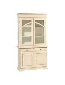CRISTALLIERA CLASSICA 2 PORTE LEGNO AVORIO PENNELLATO 105X42X205