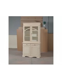 CRISTALLIERA CLASSICA 2 PORTE LEGNO AVORIO PENNELLATO 105X42X205