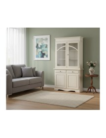 CRISTALLIERA CLASSICA 2 PORTE LEGNO AVORIO PENNELLATO 105X42X205