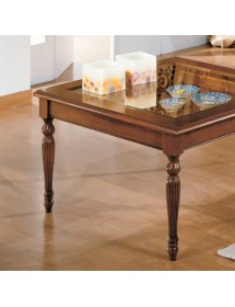 Tavolino bacheca ribalta quadrato vetro legno bassano 60x60x48