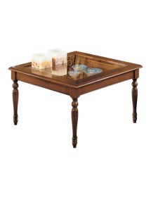 Tavolino bacheca ribalta quadrato vetro legno bassano 60x60x48