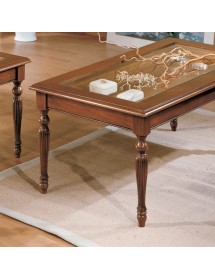 Tavolino bacheca ribalta rettangolare vetro legno bassano 100x50x48