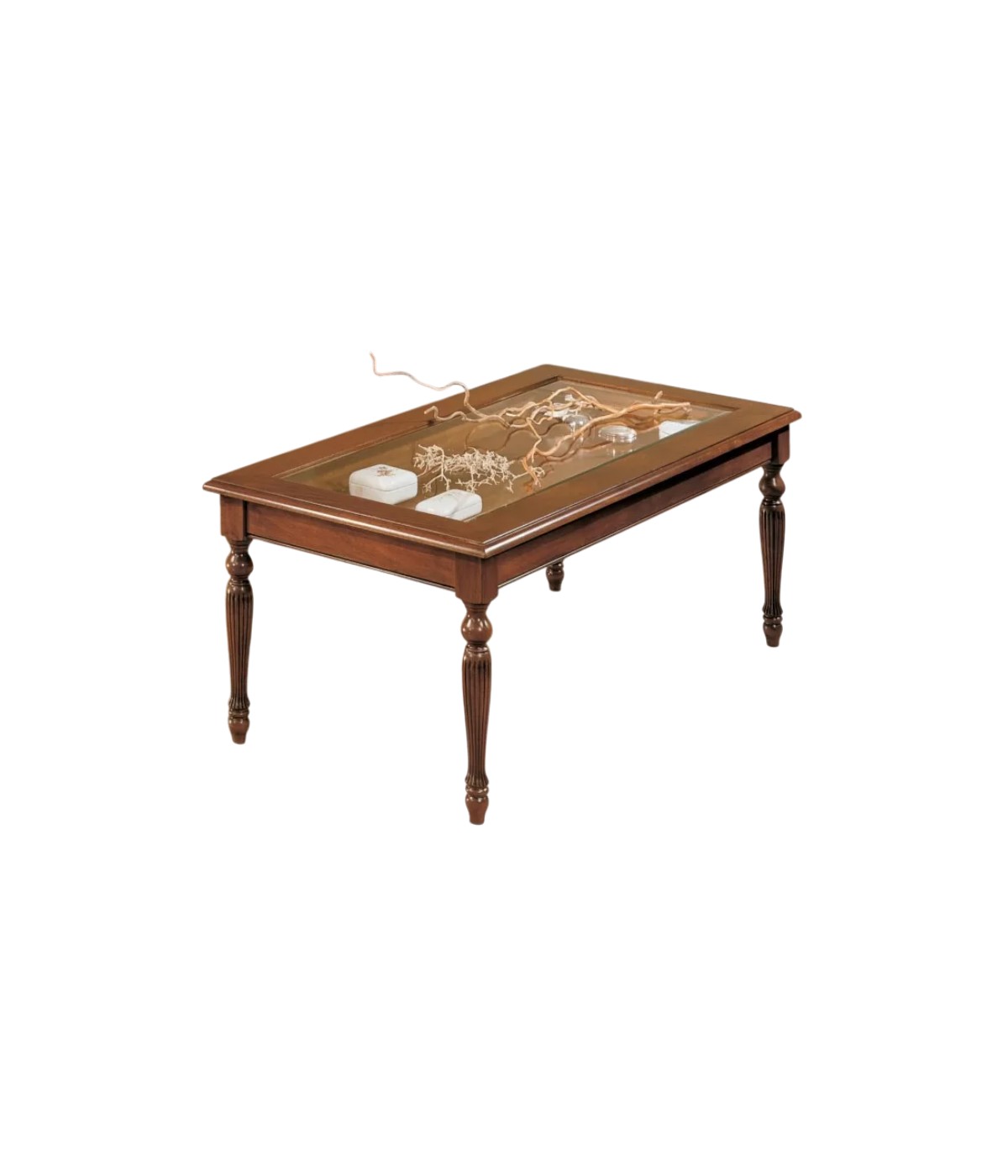 Tavolino bacheca ribalta rettangolare vetro legno bassano 100x50x48