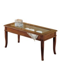 Tavolino bacheca ribalta piano vetro legno bassano 100x50x48