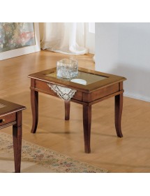 Tavolino bacheca ribalta piano vetro legno bassano 60x60x48