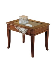 Tavolino bacheca ribalta piano vetro legno bassano 60x60x48