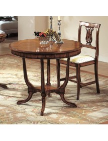 Tavolino rotondo inglese intarsiato legno massello bassano 90X90x75