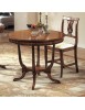 Tavolino rotondo inglese intarsiato legno massello bassano 90X90x75