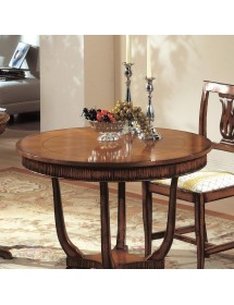 Tavolino rotondo inglese intarsiato legno massello bassano 90X90x75