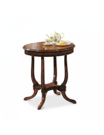 Tavolino rotondo inglese intarsiato legno massello bassano 70X70x74