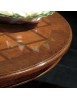 Tavolino rotondo intarsio scacchi legno massello bassano 60X60x73