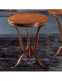 Tavolino rotondo intarsio scacchi legno massello bassano 60X60x73