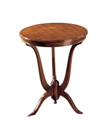 Tavolino rotondo intarsio scacchi legno massello bassano 60X60x73