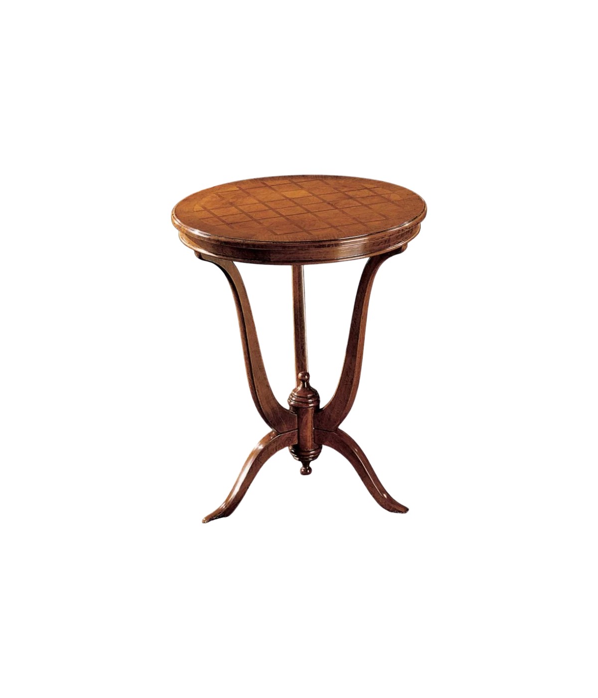 Tavolino rotondo intarsio scacchi legno massello bassano 60X60x73