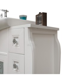 MOBILE BAGNO IN LEGNO LAVABO CERAMICA BIANCO L.123 P.50