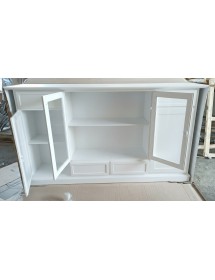 Madia credenza 4 porte 4 cassetti legno shabby bianco 205x49x113