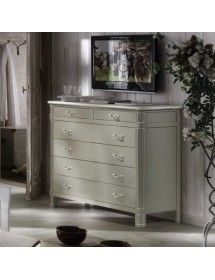 Gruppo cassettiera e due comodini legno shabby provenzale bicolore