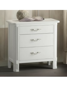 Gruppo cassettiera e due comodini legno shabby provenzale bianco