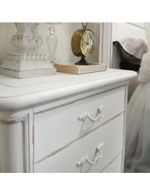 COMODINO IN LEGNO 3 CASSETTI SHABBY BIANCO CONSUMATO 59X42X61